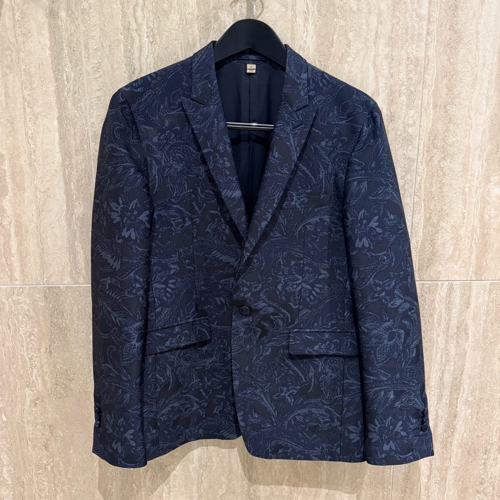 Burberry Dark Blue Patterned Blazer